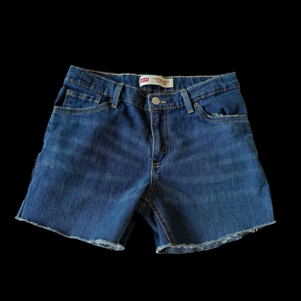 Levis Performance 511 Slim Dark Wash Denim Cut Off‎ Shorts Boys 16 Reg W28 L30